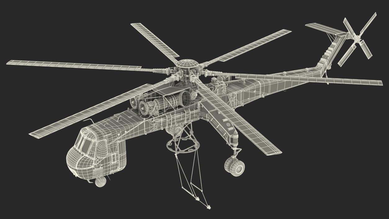 3D model Heavy-Lift Helicopter Sikorsky S-64 Skycrane Green