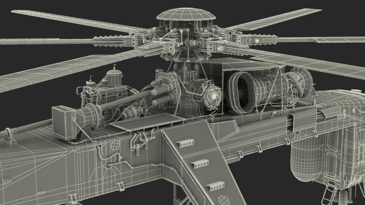 3D model Heavy-Lift Helicopter Sikorsky S-64 Skycrane Green