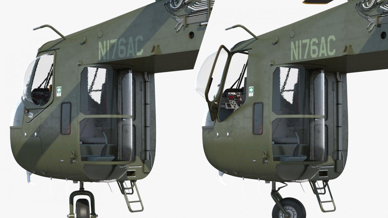 3D model Heavy-Lift Helicopter Sikorsky S-64 Skycrane Green