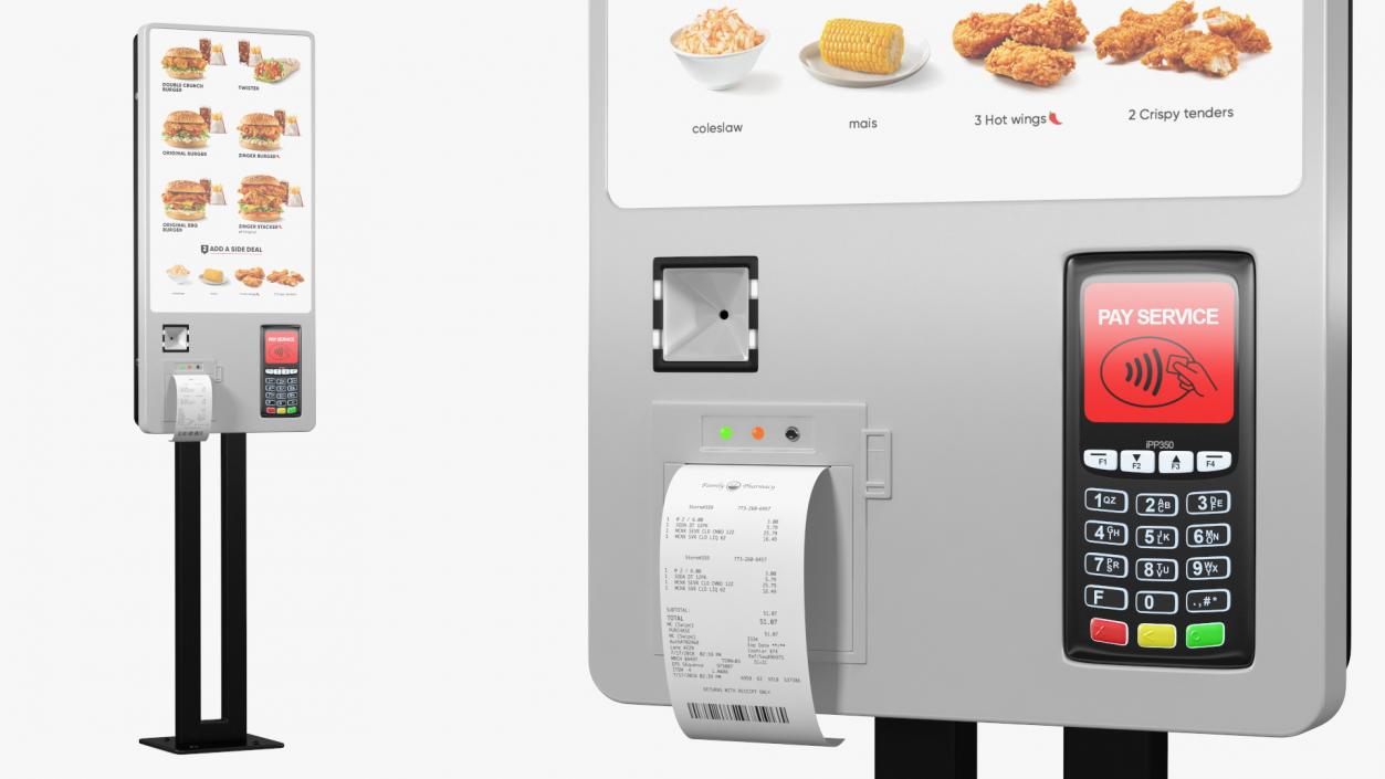 Fast Food Self Ordering Kiosk 3D model