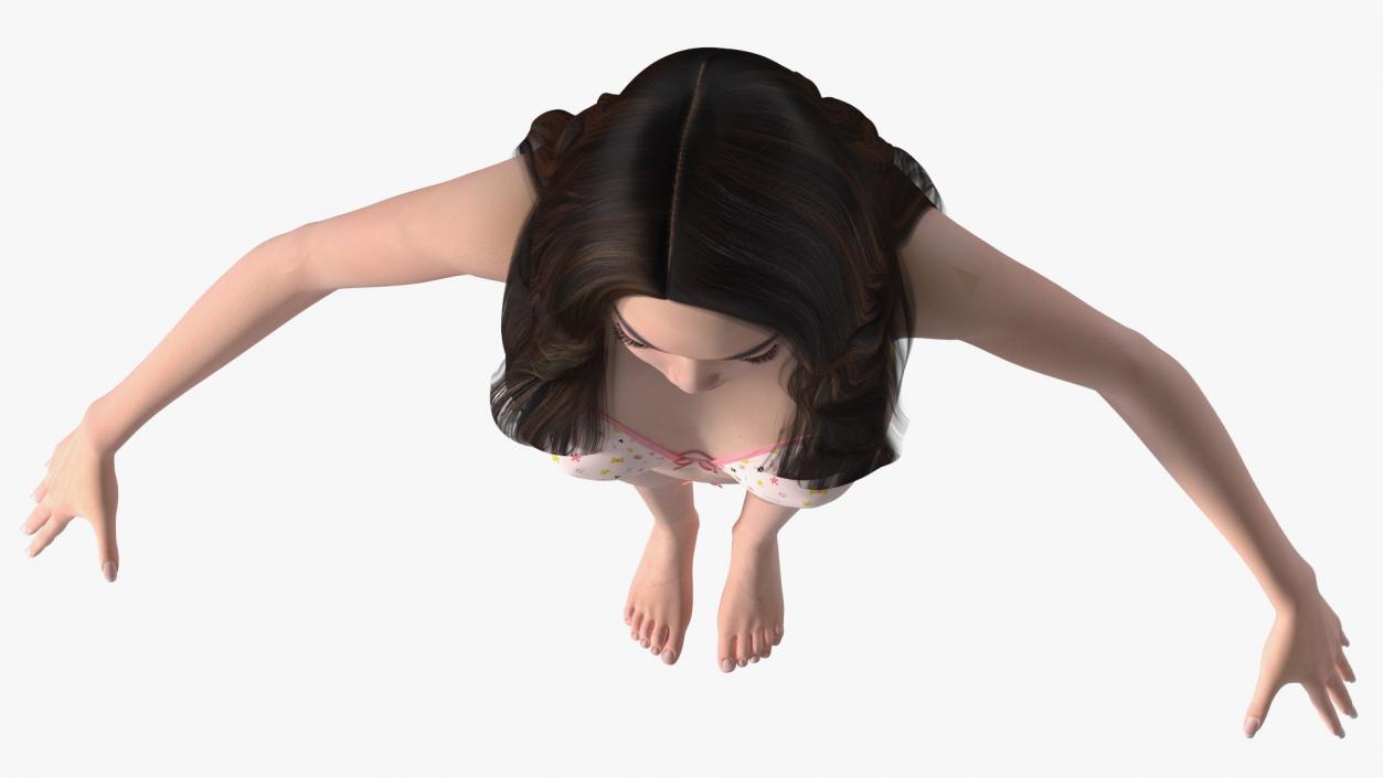 Chinese Woman Lingerie T-pose 3D model