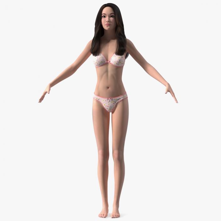 Chinese Woman Lingerie T-pose 3D model