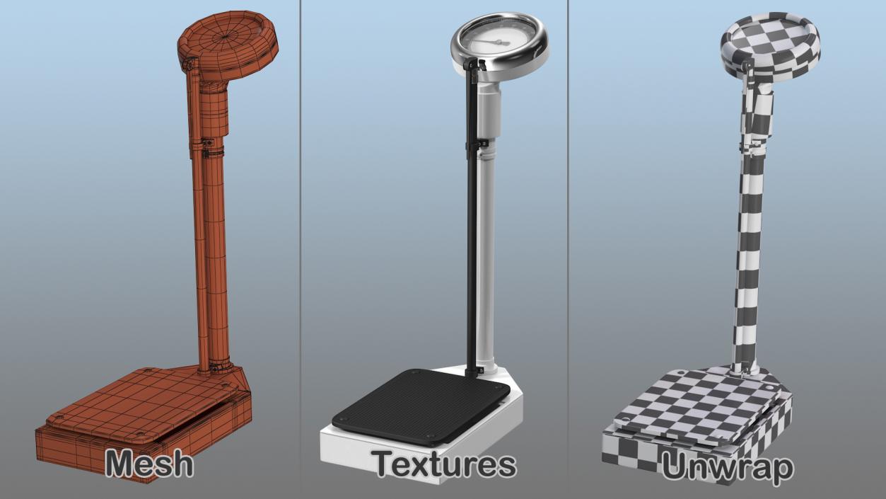 3D Analog Scales with Foldable Height Rod model