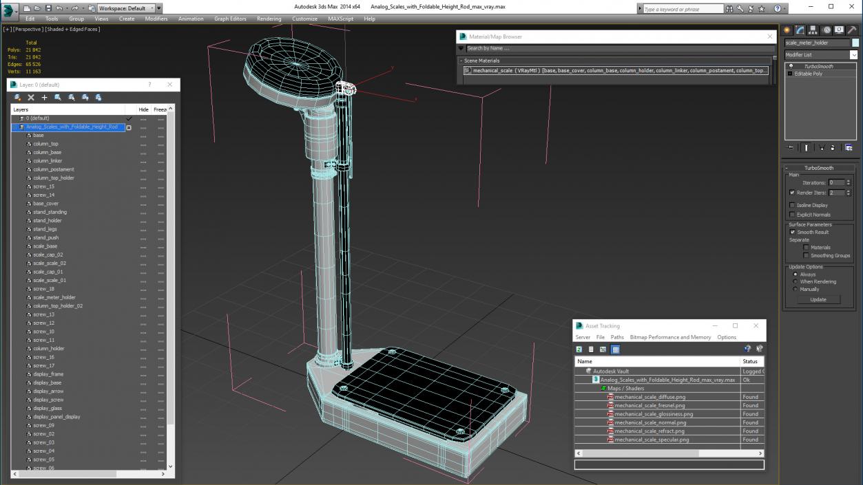 3D Analog Scales with Foldable Height Rod model