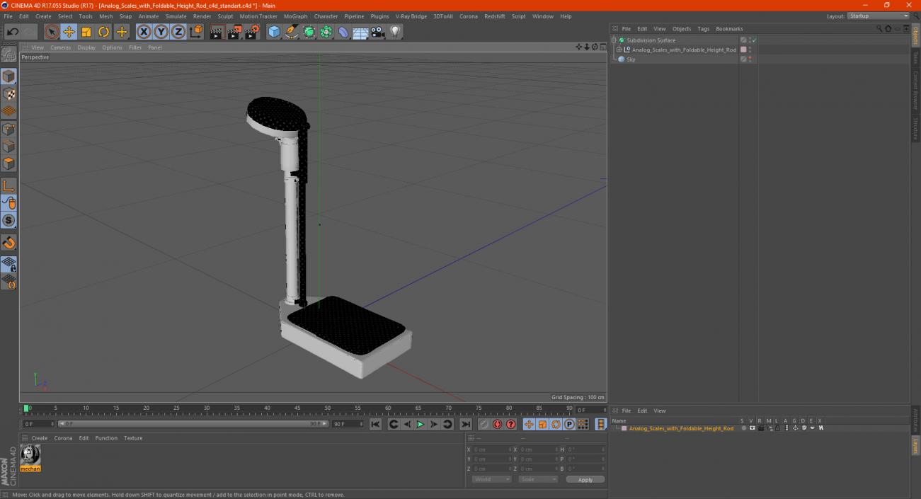 3D Analog Scales with Foldable Height Rod model