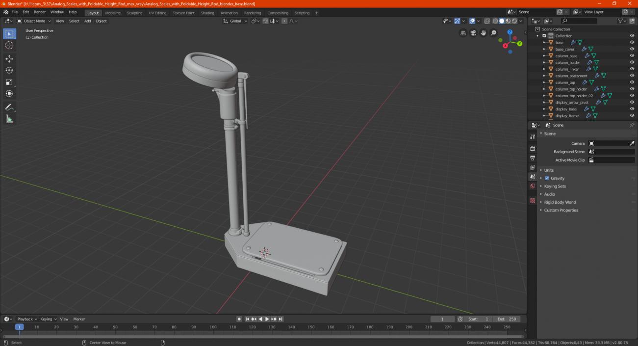 3D Analog Scales with Foldable Height Rod model