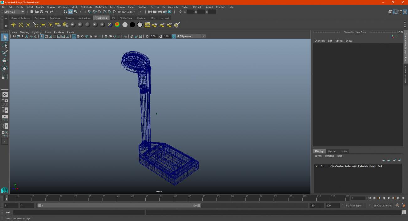 3D Analog Scales with Foldable Height Rod model