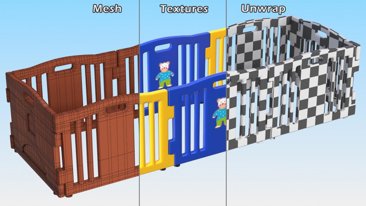 Baby Playpen Rectangle 3D