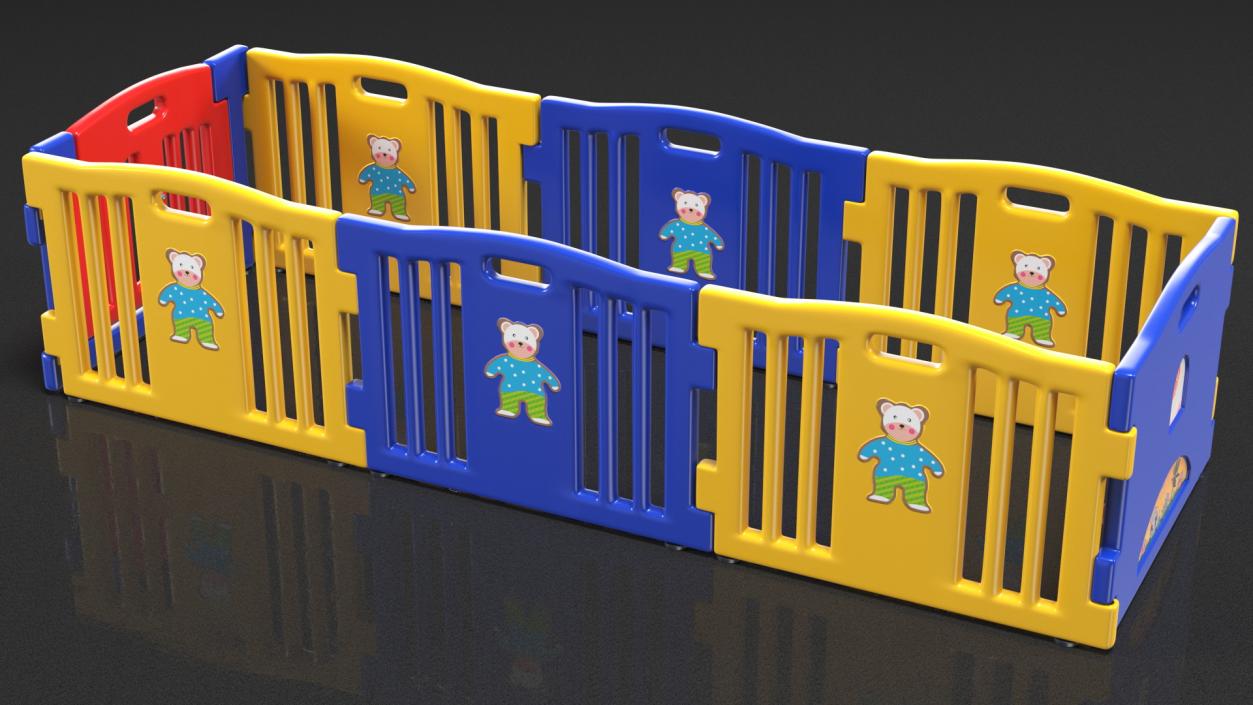 Baby Playpen Rectangle 3D