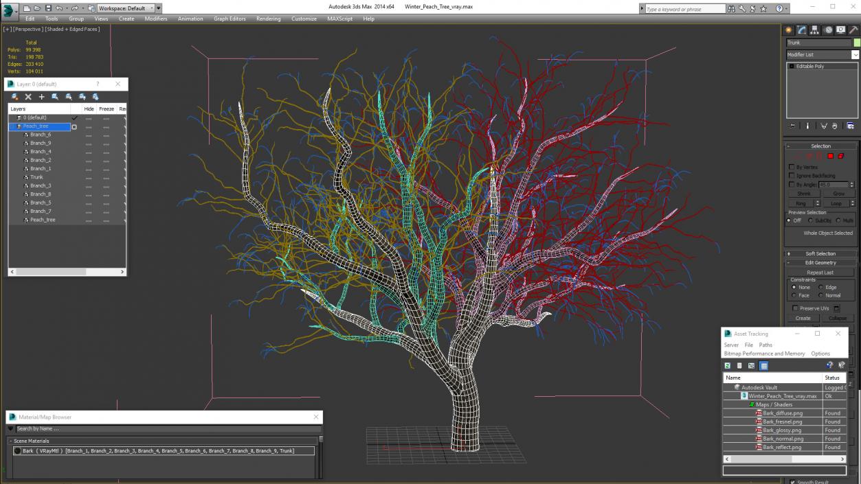 Winter Peach Tree 3D