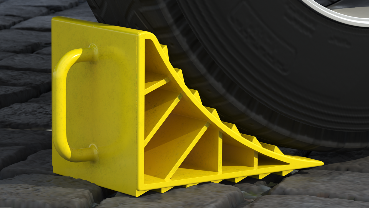 3D Plastic Wheel Chock Yellow