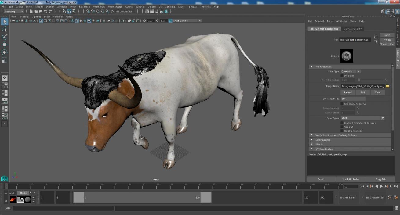 3D White Texas Longhorn Bull Walking Pose model