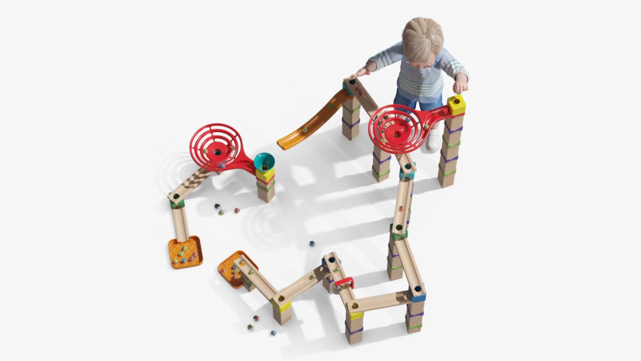 3D model Baby Plays with Marble Run Toy