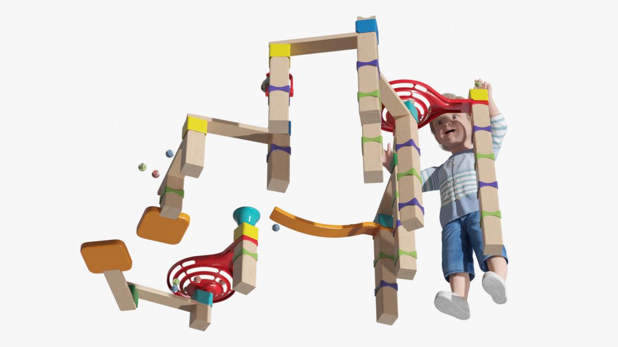 3D model Baby Plays with Marble Run Toy