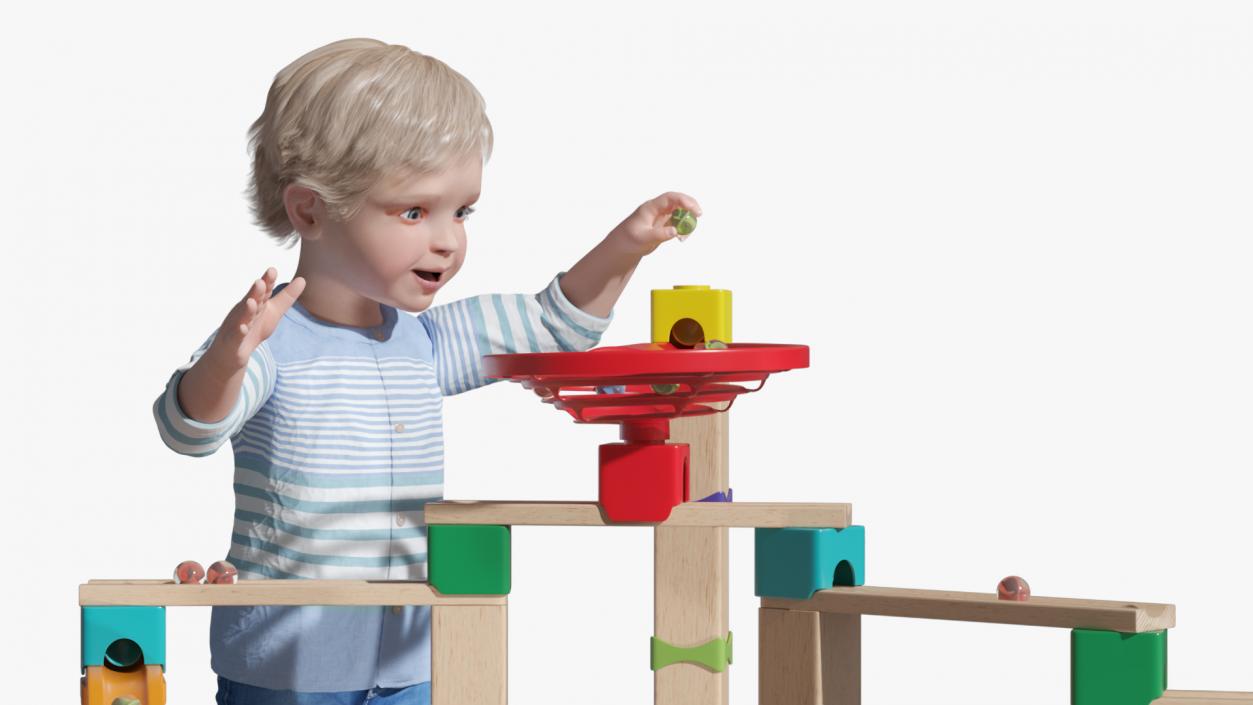 3D model Baby Plays with Marble Run Toy