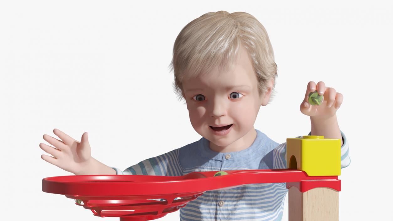 3D model Baby Plays with Marble Run Toy