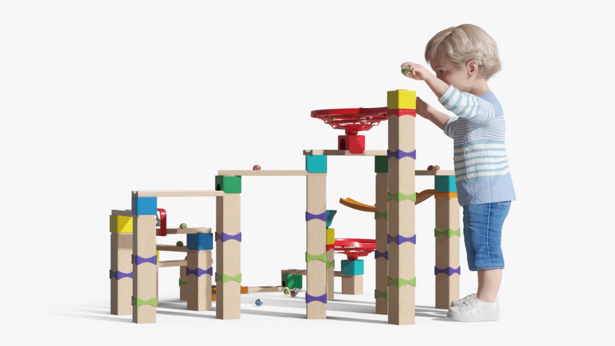 3D model Baby Plays with Marble Run Toy