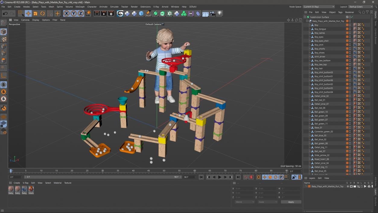 3D model Baby Plays with Marble Run Toy