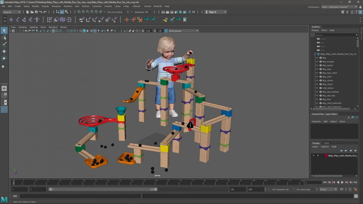 3D model Baby Plays with Marble Run Toy