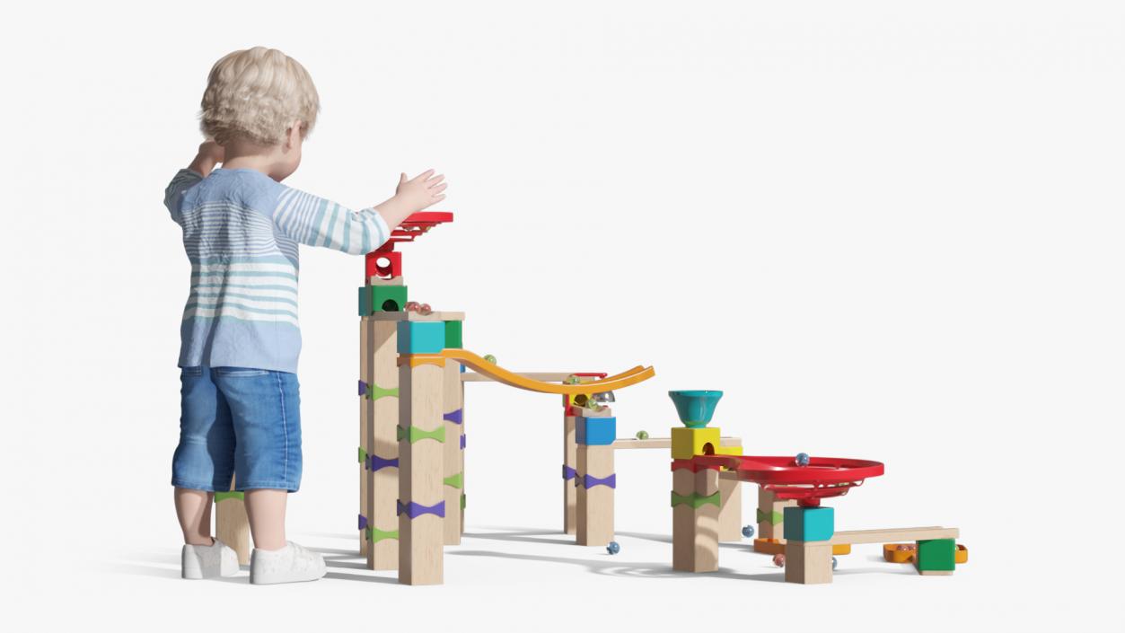 3D model Baby Plays with Marble Run Toy