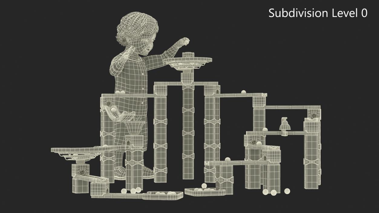 3D model Baby Plays with Marble Run Toy