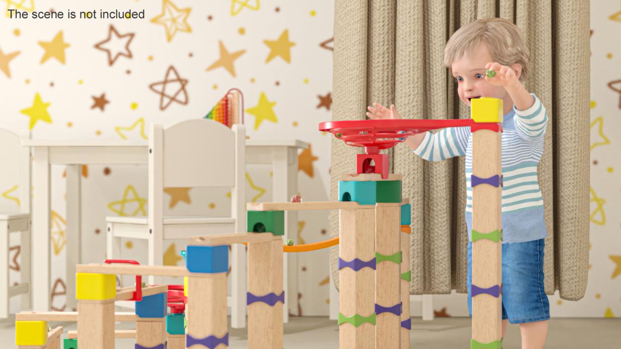 3D model Baby Plays with Marble Run Toy