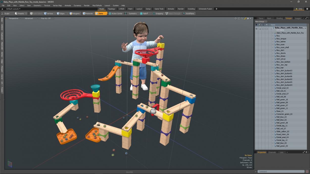 3D model Baby Plays with Marble Run Toy