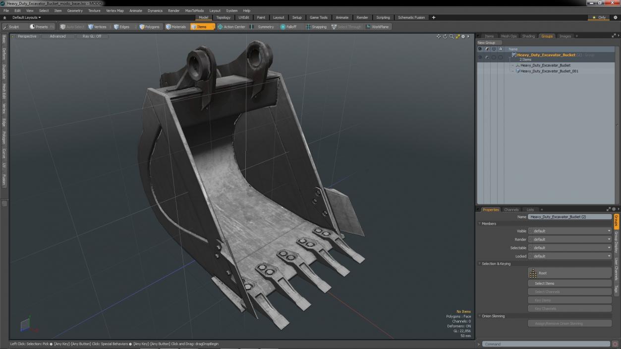 Heavy Duty Excavator Bucket 3D