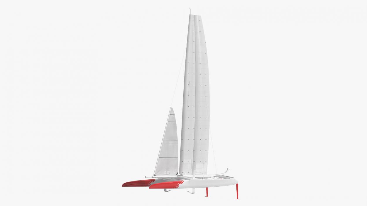 Racing Sail Boat White 3D