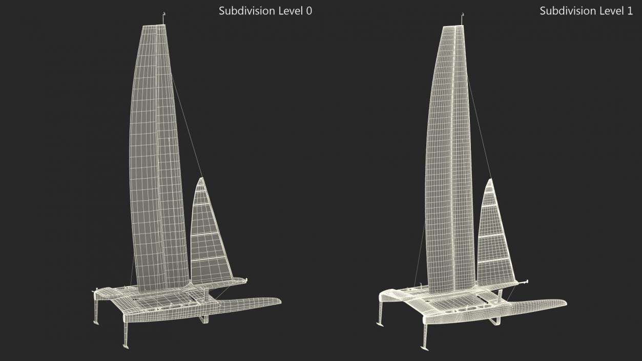 Racing Sail Boat White 3D