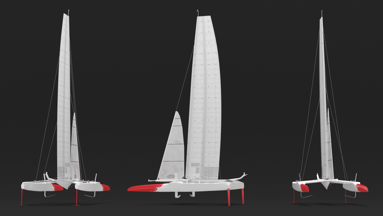 Racing Sail Boat White 3D