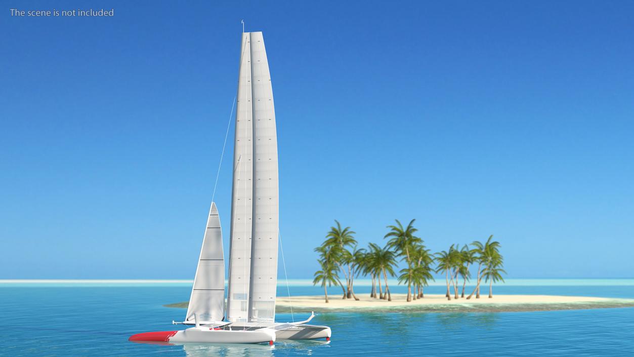 Racing Sail Boat White 3D