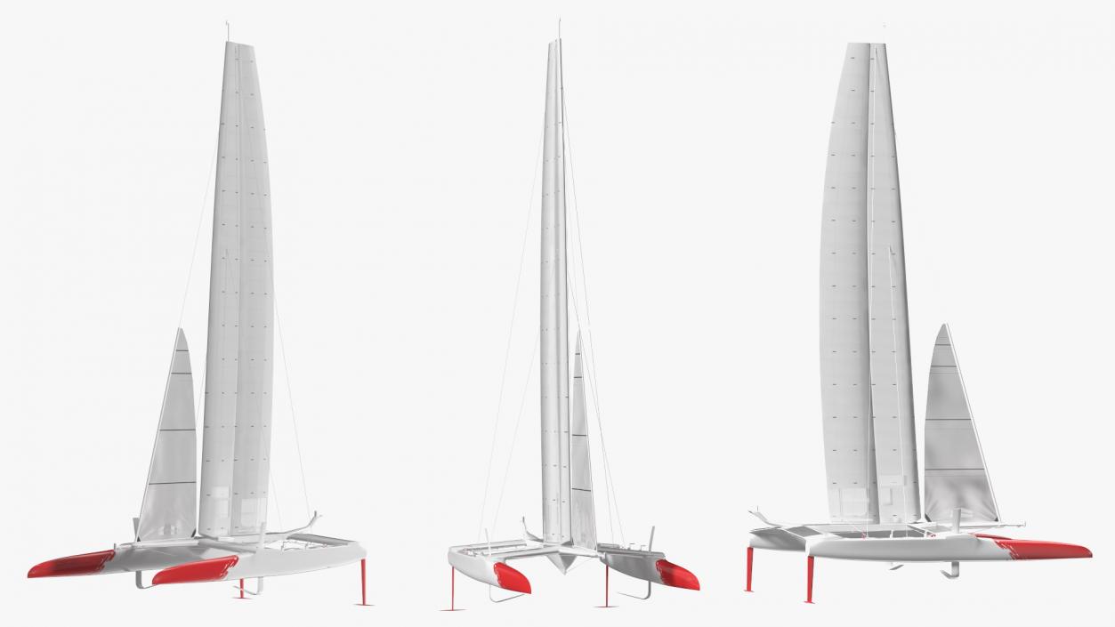 Racing Sail Boat White 3D