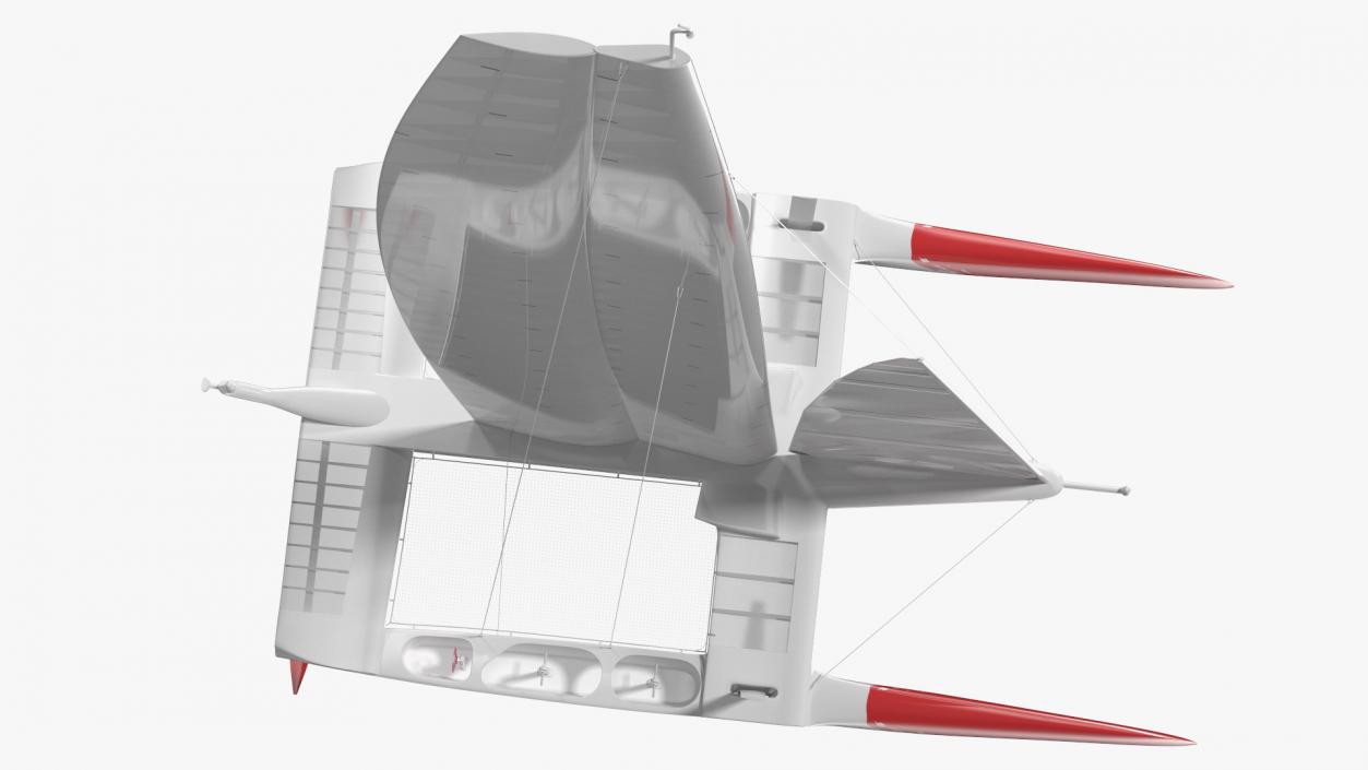 Racing Sail Boat White 3D