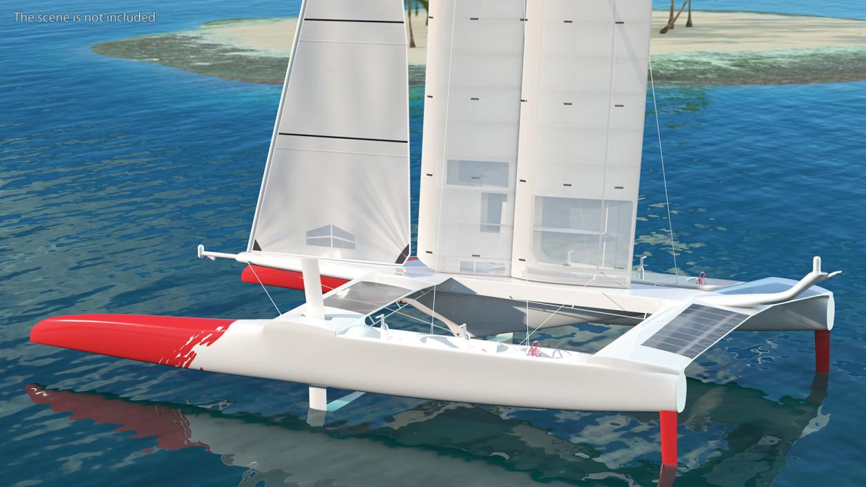 Racing Sail Boat White 3D