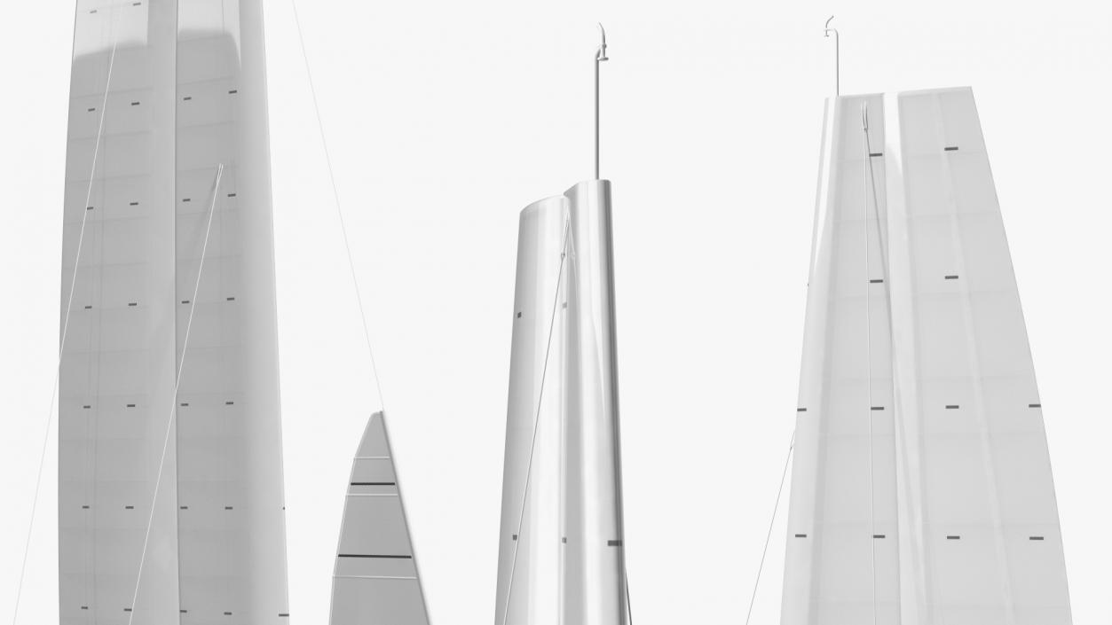 Racing Sail Boat White 3D