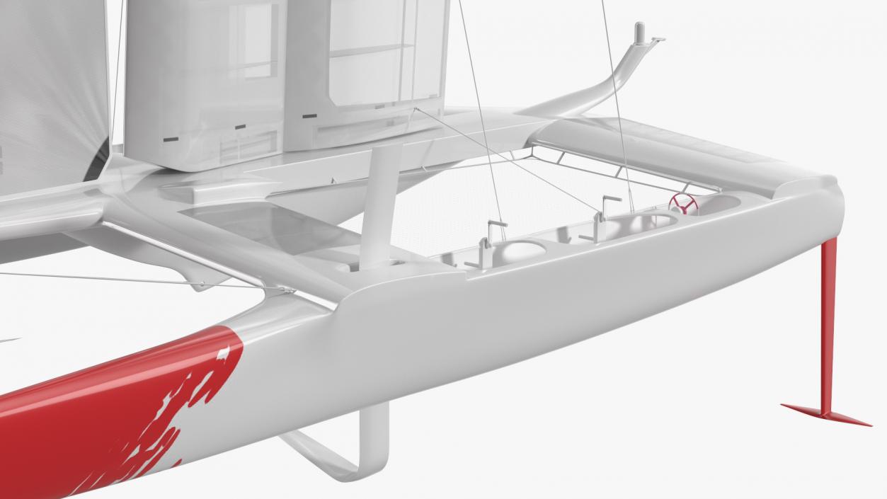 Racing Sail Boat White 3D