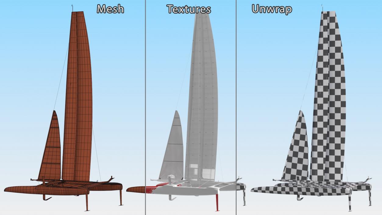 Racing Sail Boat White 3D