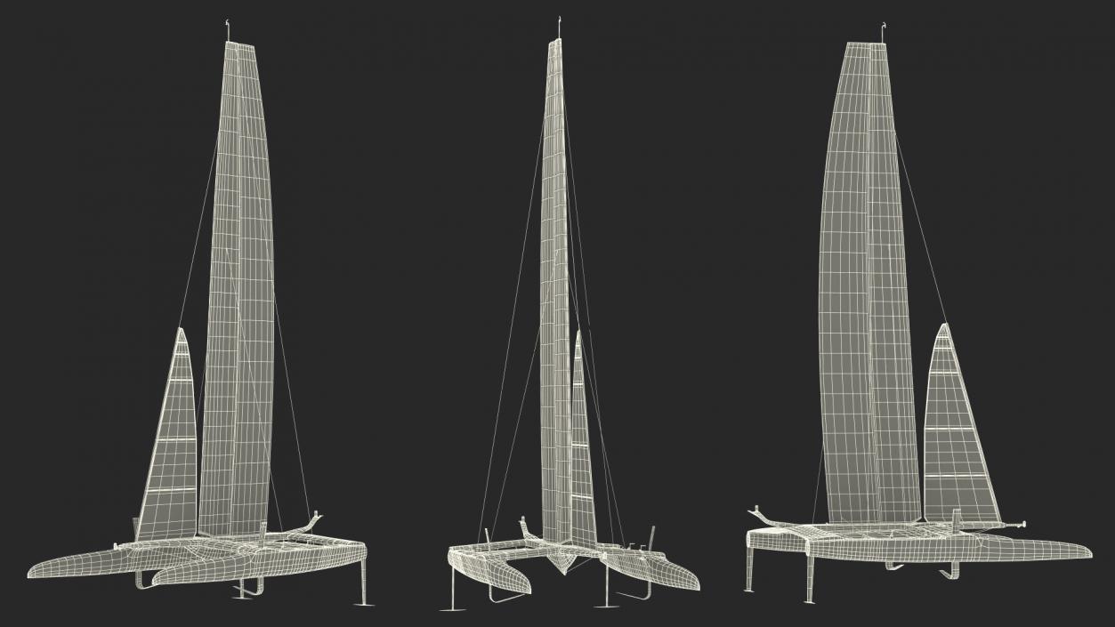 Racing Sail Boat White 3D