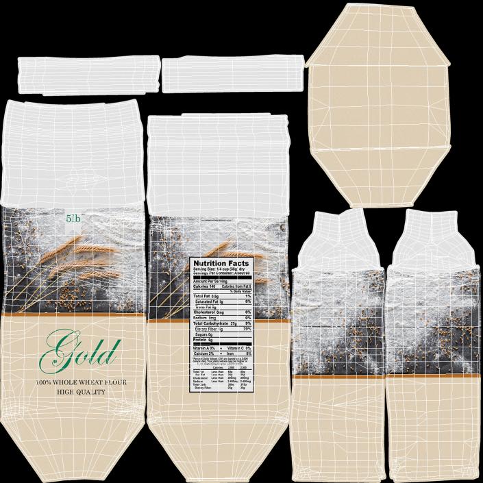 Wheat Flour Gold Bag 5lb 3D model