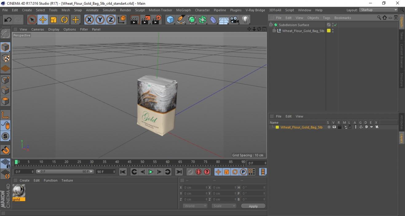 Wheat Flour Gold Bag 5lb 3D model