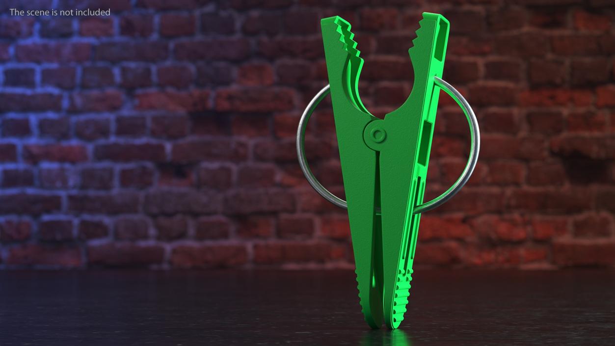 Plastic Clothespin Green Pressed 2 3D model