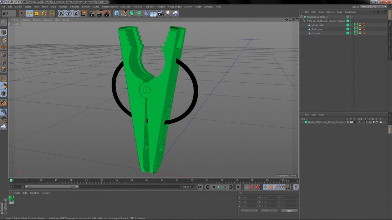 Plastic Clothespin Green Pressed 2 3D model