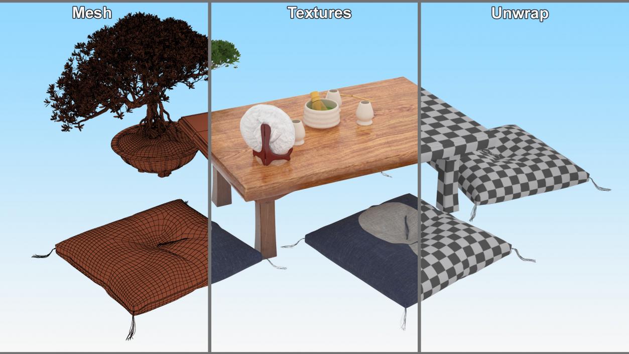 Asian Tea Table Set 3D model