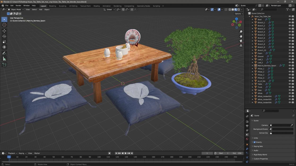 Asian Tea Table Set 3D model