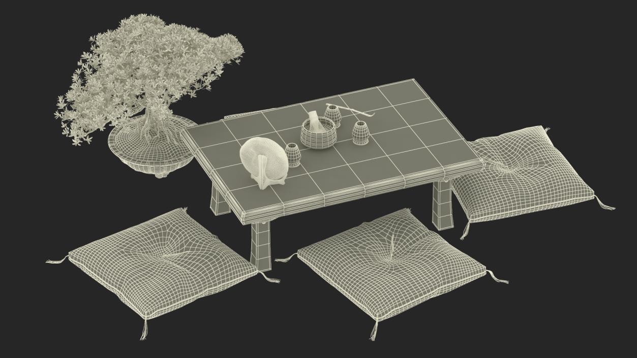 Asian Tea Table Set 3D model