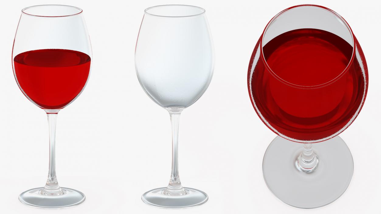 3D Full Filled Red Wine Glass