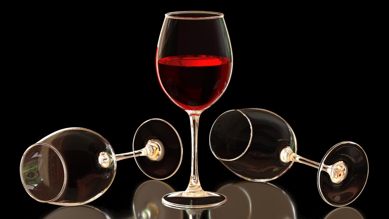 3D Full Filled Red Wine Glass