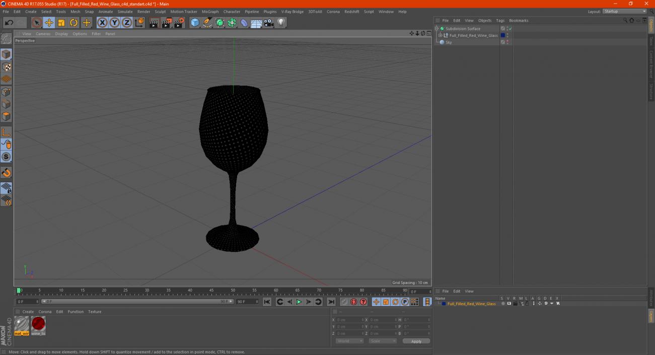 3D Full Filled Red Wine Glass