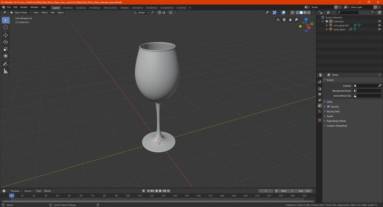 3D Full Filled Red Wine Glass